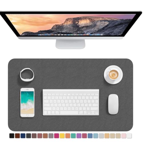 Hsurbtra Desk Pad, 23.6" x 13.8" PU Leather Desk Mat, M Extended Mouse Pad, Waterproof Desktop Blotter Protector, Non-Slip Ultra Thin Small Laptop Keyboard Writing Mat for Office Home, Dark Gray - color: Dark Gray, size: 23.6" x 13.8"
