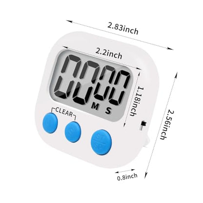 LinkDm 6 Pack Small Digital Kitchen Timer Magnetic Back and ON/Off Switch,Minute Second Count Up Countdown, White
