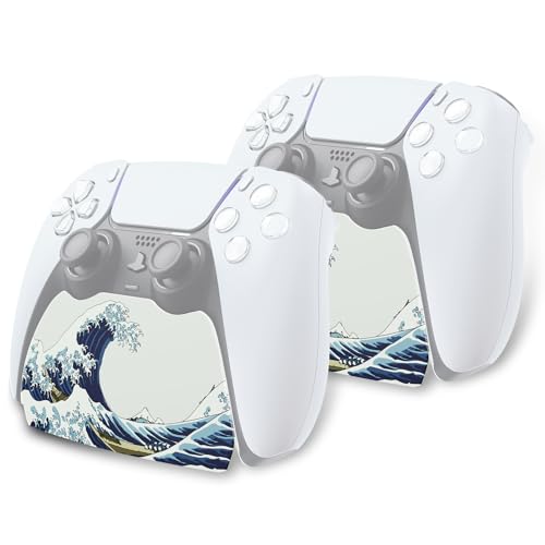 playvital 2 Pack Controller Display Stand for ps5, Gamepad Stand Desk Holder for ps5 Controller Accessories with Rubber Pads, The Great Wave - color: The Great Wave 2 set