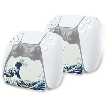 playvital 2 Pack Controller Display Stand for ps5, Gamepad Stand Desk Holder for ps5 Controller Accessories with Rubber Pads, The Great Wave - color: The Great Wave 2 set