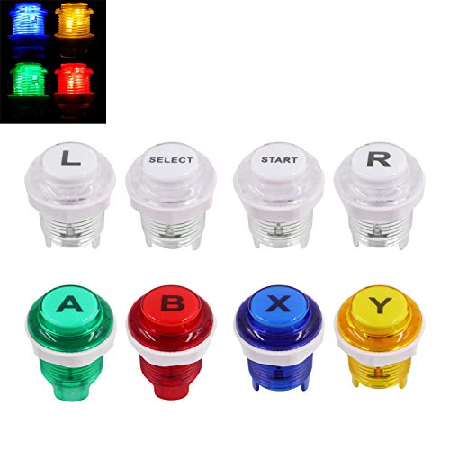 8 PCS Arcade Game LED Push Buttons with Cherry MX Mechanical Keyboard Microswitch Logo X Y Start Select for PC MAME Raspberry Pi Mix Color - color: Mix