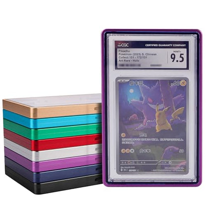 PSA Slab Bumper Case, Metal Graded Cards Slab Magnetic Protector for 35pt PSA/CGC/CCIC Graded Cards|Scratch Resistant | Stackable | UV Resistant | Purple - color: Purple