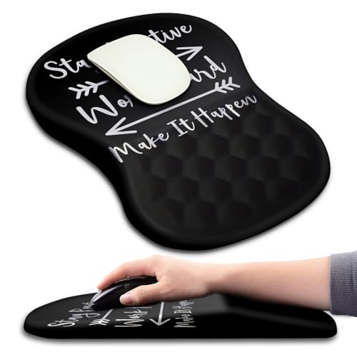 Mouse Pad Wrist Support, Ergonomic Mouse Pad with Massage Dot, Comfortable Computer Mouse Pad for Laptop, Wrist Rest Pain Relief Mousepad with Non-Slip PU Base for Office & Home, 12 x 8 in - color: 023-Inspirational Quote