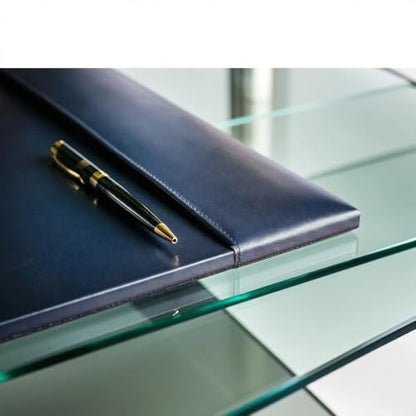 Dacasso Bonded Pad with Side Rails Luxury Leather Desk Blotter for Writing, 30 x 18 (Navy Blue) - color: Navy Blue
