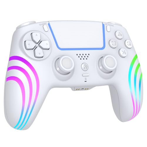 Wireless Anti-Stick Drift Controller for PS5/PC - Features, Turbo, 6-Axis Gyro, Dual Vibration, Macro Back Buttons, Touchpad, Bluetooth 5.0, 3.5mm Audio Jack & Built-in Microphone (WHITE2) - color: WHITE2