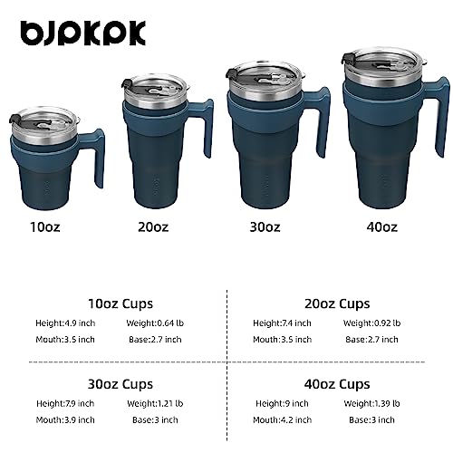 BJPKPK 10 oz Mini Tumbler with Lid, Straw & Handle, Insulated Steel Cup | Small, Spill Proof, Leak Proof, Thermal, Double Wall Vacuum, Sweatproof, Dishwasher Safe, BPA Free, Navy Blue - color: A-Navy Blue, size: 10 Ounces
