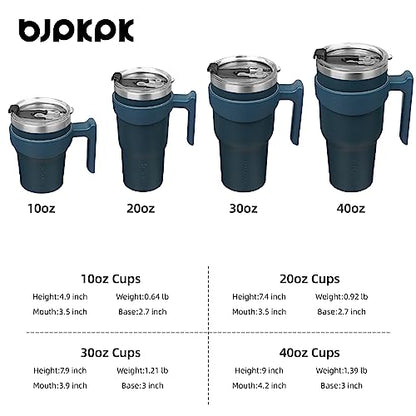 BJPKPK 10 oz Mini Tumbler with Lid, Straw & Handle, Insulated Steel Cup | Small, Spill Proof, Leak Proof, Thermal, Double Wall Vacuum, Sweatproof, Dishwasher Safe, BPA Free, Navy Blue - color: A-Navy Blue, size: 10 Ounces