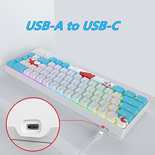 Owpkeenthy Portable 60% Mechanical Gaming Keyboard, Ultra Compact RGB Wired 65 Percent Mini Office Keyboard Backlit with Red Switch for PC/PS5/XBOX(Blue/ 68 Red Switch) - color: Blue/ 68 Red Switch