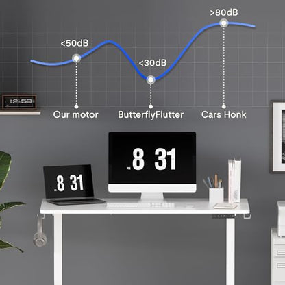 FLEXISPOT Standing Desk Electric Height Adjustable Desk with 40 x 24 Inch Splice Board, Home Office Computer Workstation, White Top + White Frame - color: White, size: 40"x24"