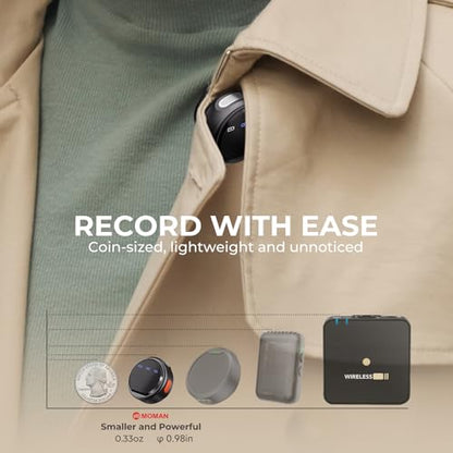 Moman Wireless Lavalier Microphone 3-in-1 Set for iPhone/Android/Camera/Laptop/PC, 48H Video Recording Active Noise Cancellation Lav Mic, Mini Clip/Magnetic Microphones for Lightning/USB-C/3.5mm - size: Coin Combo (For Lightning/USB-C/3.5mm)