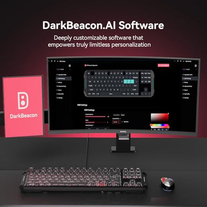 DarkBeacon Blade87 TKL Mechanical Keyboard with Silent Switches, Quiet Typing 87 Keys, Hot Swappable, Gasket Structure, 8000Hz, N-Key Rollover, RGB Backlit, USB Wired Gaming Keyboards for Win/Mac - color: 87-Key Black