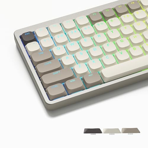 Womier Low Profile Keycaps - Shine Through PBT Keycaps | 60 65 75 100 Percent, Mechanical Keyboard Keycaps for Cherry Gateron MX Switches Keyboard - Khaki Grey - color: Brown