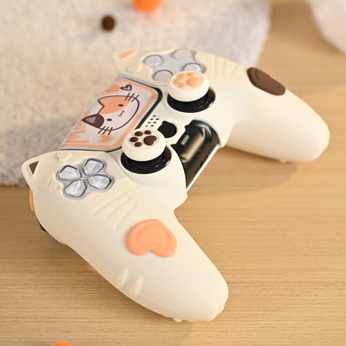 GeekShare PS5 Controller Skin Set Soft Silicone Protective Cover Case for PS5 Wireless Controller with 2 Thumb Grip Caps and 2 Stickers