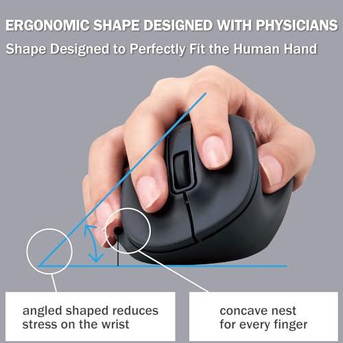 ELECOM Wireless Ergonomic Shape Mouse, 2.4GHz with Mini USB Receiver, Silent Click, Right Hand 2000DPI, 5 Buttons, Optocal Sensor, Compatible with PC, Mac, Laptop, EX-G, Lsize Black (M-XGL30DBSKBK) - size: Large