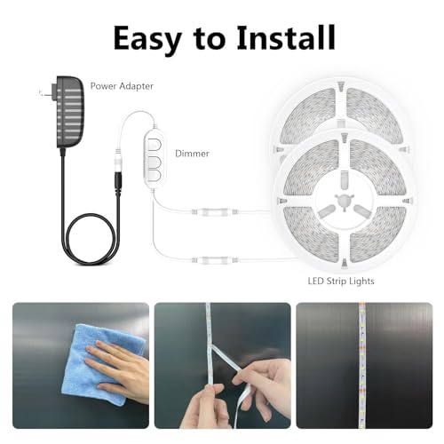 dalattin Dimmable White LED Strip Lights,576 LEDs/m Addressable High Density Flexible with Remote & App Control, 50ft LED Lights for Living Room, Bedroom, Kitchen Lighting - size: 50FT