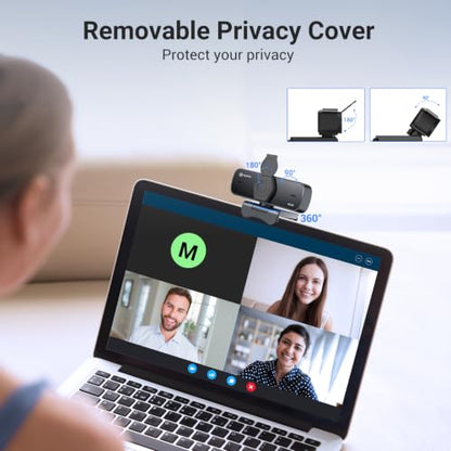 4K Webcam for PC with Fast Autofocus and Sony Sensor, Dual Noise-Reduction Microphones, Auto Light Correction, 4K 30FPS UHD, 77° FOV USB Webcam with Tripod for Zoom, Teams, Mac and Streaming - size: With Tripod