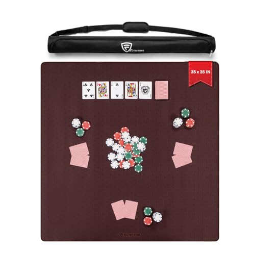 Board Game Mat 35"x35" Designed for 36 in Tables, Mahjong Mat with Carrying Bag, Neoprene Playmat, Table Cover for Board Games, Tile, Poker, RPG and Dominoes (Brown) - color: Brown
