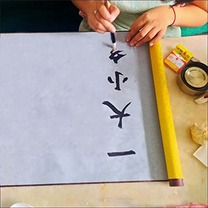 Flylin Calligraphy Cloth, Reusable Chinese Calligraphy Practicing Tool Magic Water Painting Paper Ten Thousand Times Writing Cloth Scroll for Home School (Yellow) - color: Yellow