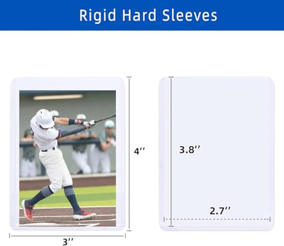 100 Pack Card Sleeves Hard Plastic, Arjiekwei 3"X 4" Baseball Cards Protectors Plastic, Premium Card Holder for Trading Sports Baseball Football Game Cards (100 Hard) - size: 100 Hard Sleeves