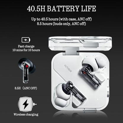 Nothing Ear Wireless Earbuds Bluetooth, 45dB Hybrid Smart ANC Earbuds, 11mm Deep Bass Boost, Hi-Res Audio with LDAC & LHDC 5.0, 6 Mics Call, 40.5H Playtime with Fast Charging Case, ChatGPT Supported - color: White