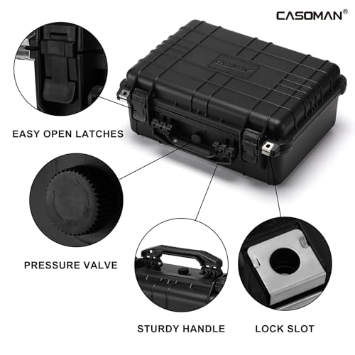 CASOMAN Water-proof Box, with Cush- Proof Sponge, IP67 Water Proof Grade, Large Waterproof Hard Case with Customizable Foam, Perfectly Protection of Camera, Drones, Lens,Equipments, 16"x13.2"x7" - size: 16" X 13.2" X 7"