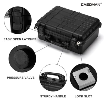 CASOMAN Water-proof Box, with Cush- Proof Sponge, IP67 Water Proof Grade, Large Waterproof Hard Case with Customizable Foam, Perfectly Protection of Camera, Drones, Lens,Equipments, 16"x13.2"x7" - size: 16" X 13.2" X 7"