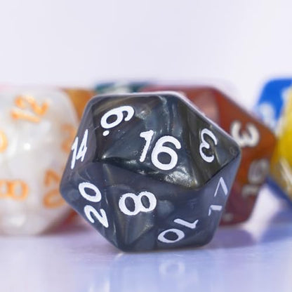 10PC D20 Polyhedral Dice Set 22mm for DND RPG MTG Table Games (Pearl Color Dice) - color: Pearl Color Dice