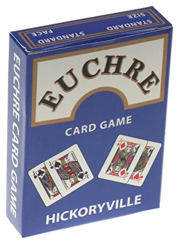 Hickoryville Euchre Playing Cards - 2 Euchre Decks in 1 Box Bundled with Tan Leather Storage Case