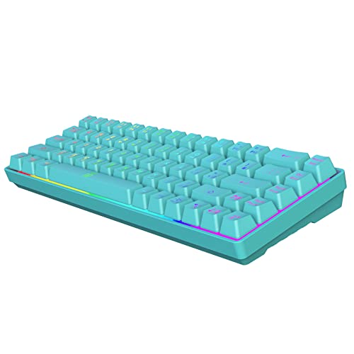 Snpurdiri 65% Membrane Gaming Keyboard, RGB (68 Keys,Blue) | Compact Wired Small Gaming Keyboard for PC/Mac Gamer, Typist, Travel, Easy to Carry on Business Trip - color: Blue