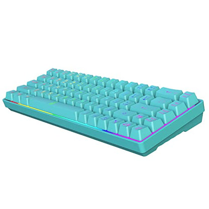 Snpurdiri 65% Membrane Gaming Keyboard, RGB (68 Keys,Blue) | Compact Wired Small Gaming Keyboard for PC/Mac Gamer, Typist, Travel, Easy to Carry on Business Trip - color: Blue