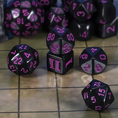 CiaraQ DND Polyhedral Dice Set (15pcs) D4-D100 Game Dice with Dice Bag | Acrylic Role Playing Dice for Dungeons and Dragons MTG Table Games (Black & Purple) - color: Black & Purple