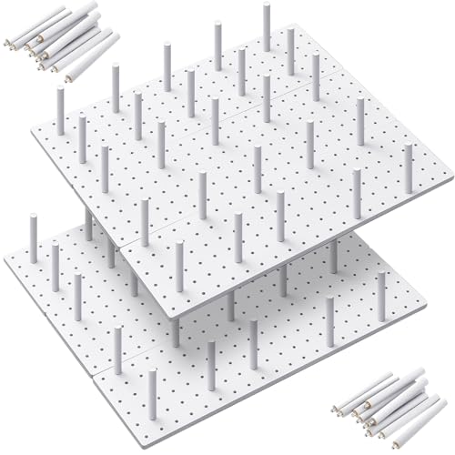 Kigley 6 Pcs Wood Pegboard Drawer Organizer with 48 Pegs Wooden Peg Board System Peg Drawer Organizers for Kitchen Dishes Plate Pegboard Food Containers(White,21x5.91,Pine) - color: White, size: 21x5.91", style: Pine