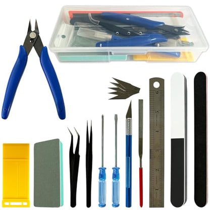 17 Pcs Model DIY Tool Kit, Modeler Basic Craft Tool Set, Dollhouse Miniature Hobby Building or Handmade Hobby Craft Tools Set