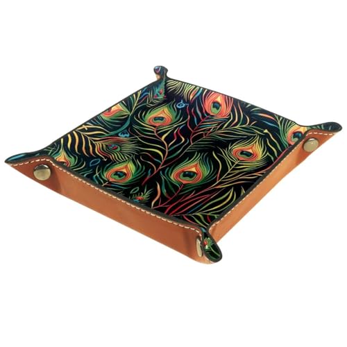 Peacock Feathers Pattern Dice Tray Dice Rolling Tray Folding Dice Holder for Dice Games, Like RPG, DND and Other Table Games - color: Multi 8