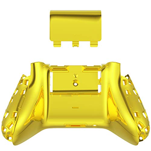 eXtremeRate Custom Back Cover Shell for Xbox Core Wireless Controller, Chrome Gold Replacement Controller Battery Cover & Bottom Shell for Xbox Series X & S Controller [Controller NOT Included]