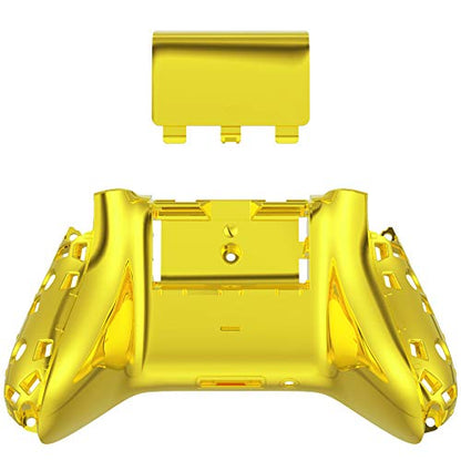 eXtremeRate Custom Back Cover Shell for Xbox Core Wireless Controller, Chrome Gold Replacement Controller Battery Cover & Bottom Shell for Xbox Series X & S Controller [Controller NOT Included]
