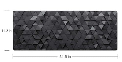 Gaming Mouse Pad, Large Mouse Pads for Desk, Non-Slip Rubber Base Mousepad, Keyboard Mouse Mat, Desk Pad with Stitched Edges, 31.5x11.8inch, Black Grey Triangular Abstract - color: Black Grey Triangular Abstract