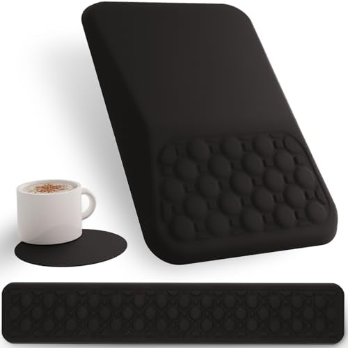 Ospelelf Keyboard Wrist Rest Ergonomic Mouse Pad with Wrist Rest, Arm Wrist Rest for Computer, Office and Gaming,Black - color: Black