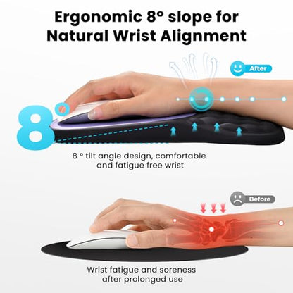 EooCoo Massage Ergonomic Mouse Pad with Dual-Slope Design Wrist Rest | Carpal Tunnel Relief, Memory Foam Wrist Rest, Non-Slip PU Base, Office Desk Accessories - color: Purple