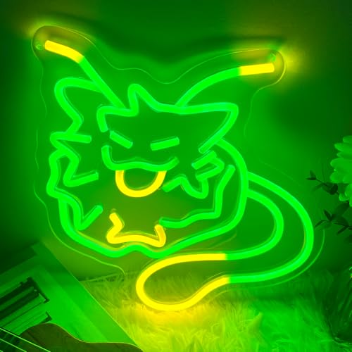 Alien Cat Neon Sign, Green & Yellow LED Light, 12x12 Inch, USB Powered, Dimmable, for Bedroom, Game Room, Party & Gifts - color: S-WXM