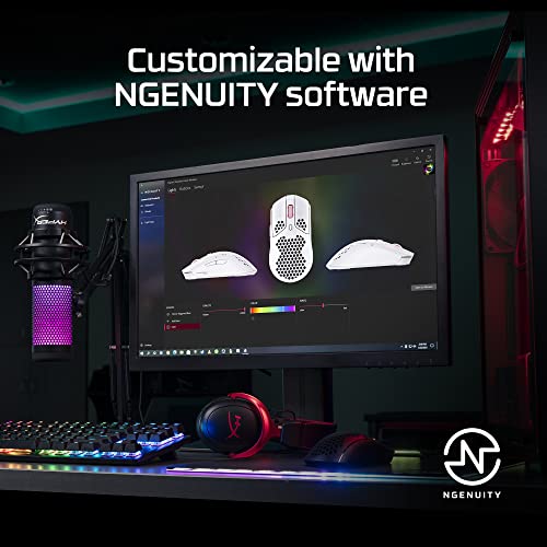 HyperX Pulsefire Haste – Wireless Gaming Mouse – Ultra Lightweight, 61g, 100 Hour Battery Life, 2.4Ghz Wireless, Honeycomb Shell, Hex Design, Up to 16000 DPI, 6 Programmable Buttons – Black, 4P5D7AA - color: Black