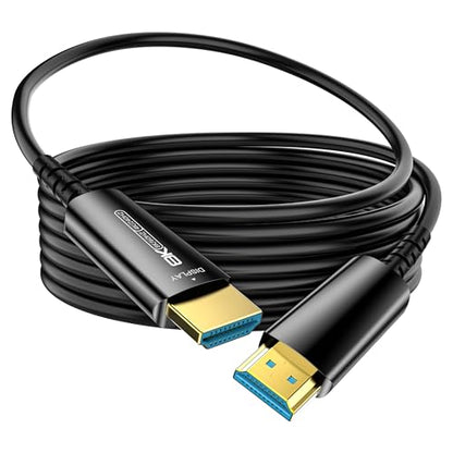 Fiber Optic HDMI Cable 50 FT, 8K Thin HDMI 2.1 Cable, HDMI Cord 48Gbps Ultra High Speed, 8K@60Hz 4K@240Hz, Dynamic HDR, eARC, HDCP 2.2&2.3, 3D, Compatible for PS4/5/Xbox/TV//Monitor/Projector - size: 50 feet