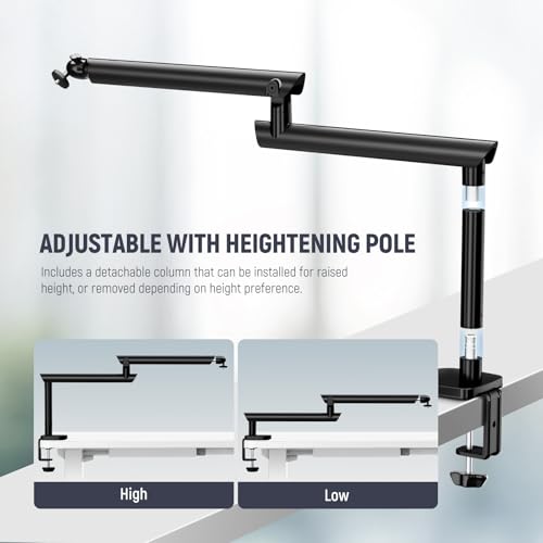 NEEWER Microphone Stand, Low Profile Damped Mic Holder Boom Arm Desk Mount with Ball Head & 3/8" 5/8" Adapters Compatible with Blue Yeti Snowball HyperX QuadCast SoloCast Shure, Max Load 3.3 lb, MS007 - style: MS007