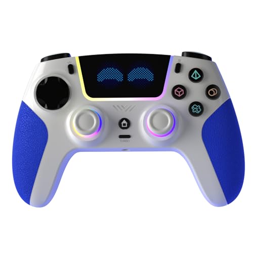 RGB Wireless Controller for PS5,with Hall-Effect Joysticks/Dual Vibration/ Turbo & Macro ,Programmable,3.5Mm Audio Jack, 6-Axis Motion Control Gamepad with Speaker, PS5 Pro/iOS/Android/PC/MAC/Steam Deck - color: Blue