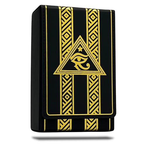 Luck Lab Leather Tarot Card Case/Holder for Most Standard Size Tarot Cards (Fits Deck size with Box measuring 4.875 x 2.875 x 1.25)- Eye of Horus Design (Black and Gold) - color: Black and Gold