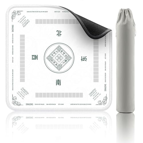 2F22E Mahjong Mat - Non-Slip Noise Reduction Gaming Mat 32.4x32.4 Inch for Mahjong/Poker/Board Games/Card Games/Dominoes (White) - color: White