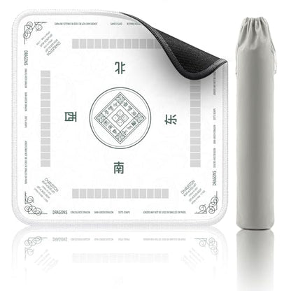 2F22E Mahjong Mat - Non-Slip Noise Reduction Gaming Mat 32.4x32.4 Inch for Mahjong/Poker/Board Games/Card Games/Dominoes (White) - color: White