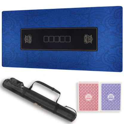 GUTSHOT Foldable Casino Quality Poker Mat | Water Resistant Poker Table Cloth, Soft Multi-Spandex | Waterproof, Noise-Free Gameplay | Includes Carrying Bag and 2 Gift Poker Card Packs - color: Blue 94 X 47 Inch
