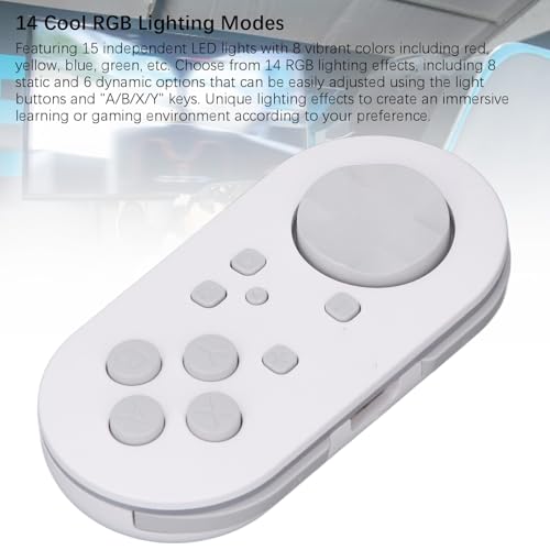 Controller, Portable Controller Enhance Learning ompatible for for Wins for Android for OS X for IOS, 14 RGB Lighting Effects, ABS Material (White) [video game]