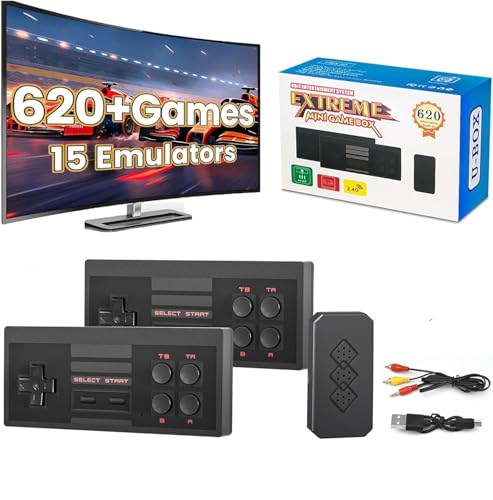 Wireless Retro Game Console Classic Video Gaming Console Built-in 620 Games, AV Output and Dual Game Controllers, Plug & Play TV Video Games for Kids/Adults, Nostalgia Gifts for Christmas - color: 620 Games